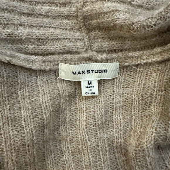 Max Studio shawl sweater knit cream tan SZ M - Picture 4 of 5